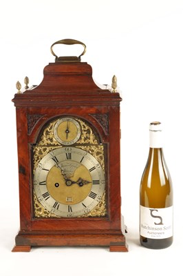 Lot 995 - JAMES GREEN, LONDON. A GEORGE III MAHOGANY DOUBLE FUSEE BRACKET CLOCK