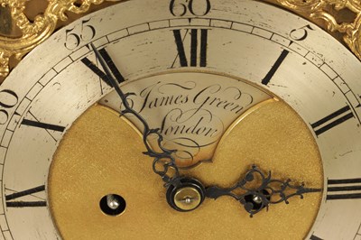 Lot 995 - JAMES GREEN, LONDON. A GEORGE III MAHOGANY DOUBLE FUSEE BRACKET CLOCK