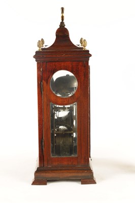 Lot 995 - JAMES GREEN, LONDON. A GEORGE III MAHOGANY DOUBLE FUSEE BRACKET CLOCK