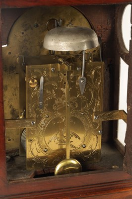 Lot 995 - JAMES GREEN, LONDON. A GEORGE III MAHOGANY DOUBLE FUSEE BRACKET CLOCK