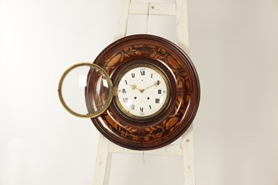 Lot 936 - A LARGE LATE 18TH CENTURY FRENCH INLAID VERGE QUARTER CHIMING WALL CLOCK