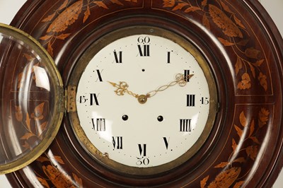 Lot 936 - A LARGE LATE 18TH CENTURY FRENCH INLAID VERGE QUARTER CHIMING WALL CLOCK