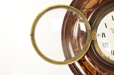 Lot 936 - A LARGE LATE 18TH CENTURY FRENCH INLAID VERGE QUARTER CHIMING WALL CLOCK