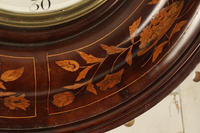 Lot 936 - A LARGE LATE 18TH CENTURY FRENCH INLAID VERGE QUARTER CHIMING WALL CLOCK