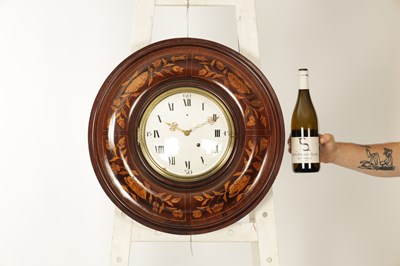 Lot 936 - A LARGE LATE 18TH CENTURY FRENCH INLAID VERGE QUARTER CHIMING WALL CLOCK