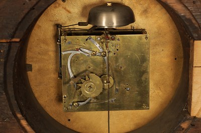Lot 936 - A LARGE LATE 18TH CENTURY FRENCH INLAID VERGE QUARTER CHIMING WALL CLOCK
