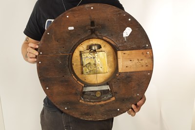 Lot 936 - A LARGE LATE 18TH CENTURY FRENCH INLAID VERGE QUARTER CHIMING WALL CLOCK
