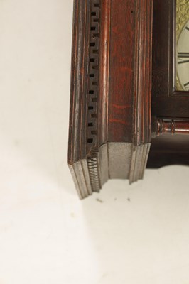 Lot 905 - GEORGE WOOD, NAILESWORTH. AN 18TH CENTURY OAK HOODED 30HR WALL CLOCK