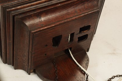 Lot 905 - GEORGE WOOD, NAILESWORTH. AN 18TH CENTURY OAK HOODED 30HR WALL CLOCK