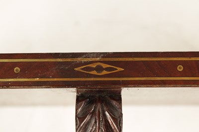 Lot 901 - A REGENCY MAHOGANY BRASS INLAID CLOCK BRACKET