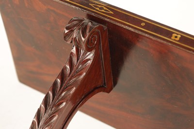 Lot 901 - A REGENCY MAHOGANY BRASS INLAID CLOCK BRACKET