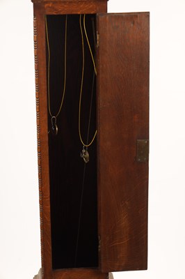 Lot 960 - AN EDWARDIAN OAK CASED WEIGHT DRIVEN GRAND DAUGHTER CLOCK