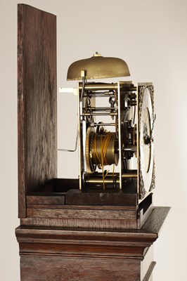 Lot 960 - AN EDWARDIAN OAK CASED WEIGHT DRIVEN GRAND DAUGHTER CLOCK