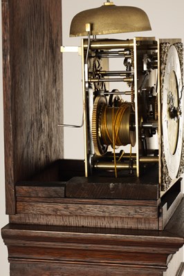 Lot 960 - AN EDWARDIAN OAK CASED WEIGHT DRIVEN GRAND DAUGHTER CLOCK
