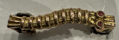 Lot 821 - A RARE WW2 GOLD CATERPILLAR CLUB BADGE WITH RUBY EYES AWARDED TO SERGEANT S.J. HARDING