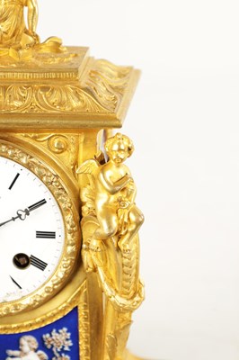 Lot 1213 - LEROY A PARIS. A 19TH CENTURY FRENCH ORMOLU AND PORCELAIN PANELLED MANTEL CLOCK