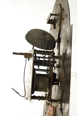 Lot 1222 - HINDLEY, YORK. A GEORGE II EIGHT DAY OAK CASED LONGCASE CLOCK
