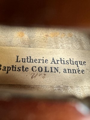 Lot 1112 - A CASED VIOLIN LABELLED JEAN BAPTISTE COLIN, ANNEE 1901
