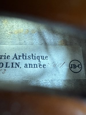 Lot 1112 - A CASED VIOLIN LABELLED JEAN BAPTISTE COLIN, ANNEE 1901