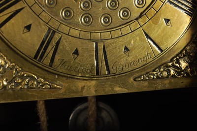 Lot 1221 - HAVELOCK, GISBROUGH. AN EARLY 18TH CENTURY OAK 30-HOUR LONGCASE CLOCK