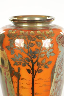 Lot 54 - AN EARLY 20TH CENTURY PILKINGTON'S ROYAL LANCASTRIAN TAPERING LUSTRE VASE BY RICHARD JOYCE