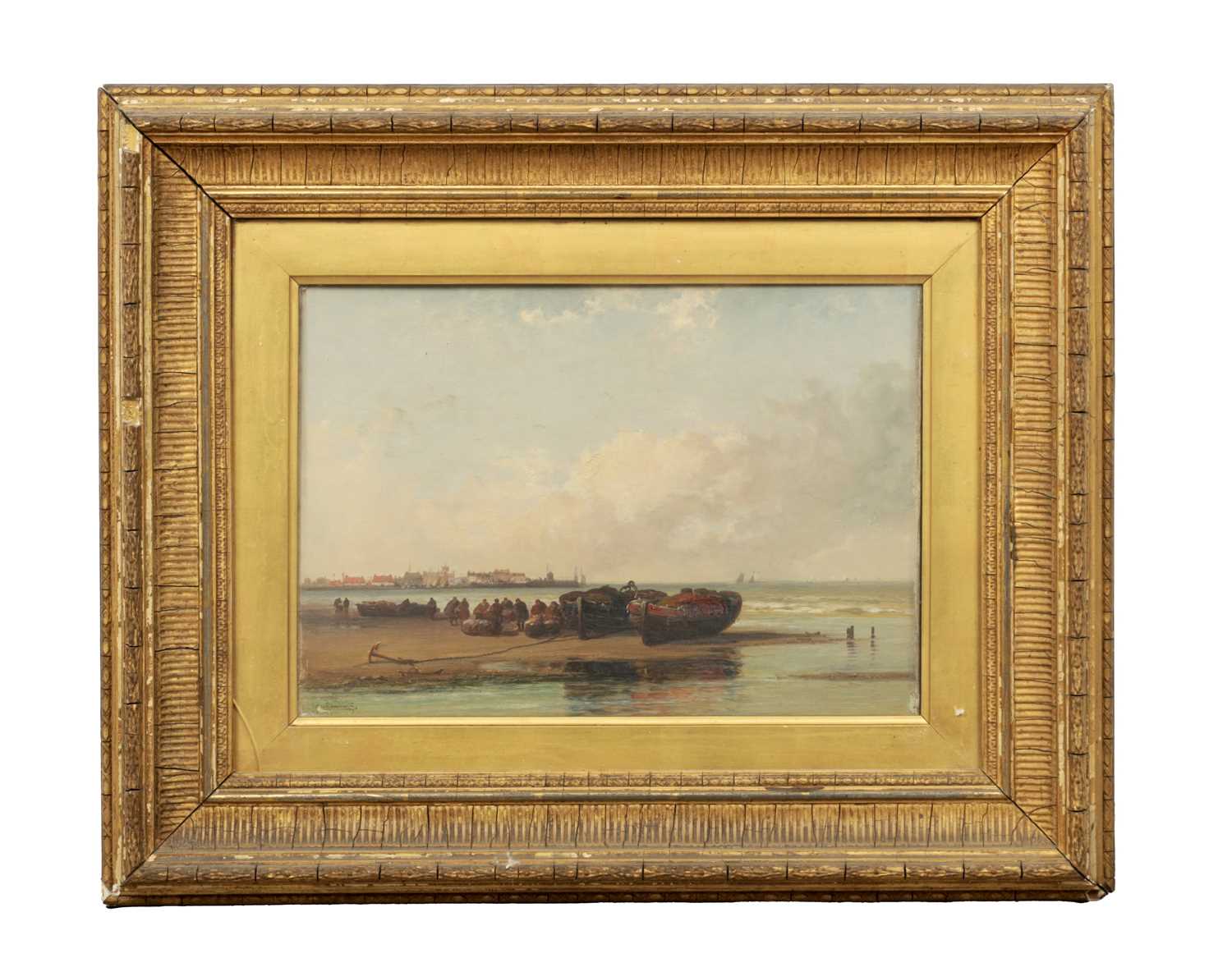 Lot 1232 - ARTHUR JOSEPH MEADOWS (1843-1907) OIL ON CANVAS
