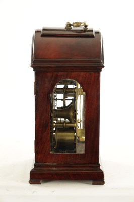 Lot 1136 - HOLMES, LONDON. A GEORGE III PAD TOP FIGURED MAHOGANY BRACKET CLOCK