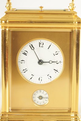 Lot 1007 - MARGAINE, A GOOD LATE 19TH CENTURY FRENCH GILT BRASS GORGE CASE GRAND SONNERIE CARRIAGE CLOCK OF LARGE SIZE