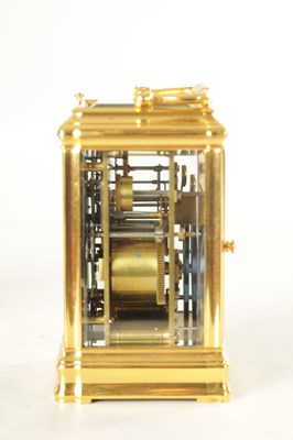 Lot 1007 - MARGAINE, A GOOD LATE 19TH CENTURY FRENCH GILT BRASS GORGE CASE GRAND SONNERIE CARRIAGE CLOCK OF LARGE SIZE