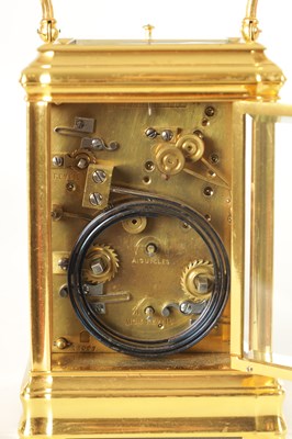 Lot 1007 - MARGAINE, A GOOD LATE 19TH CENTURY FRENCH GILT BRASS GORGE CASE GRAND SONNERIE CARRIAGE CLOCK OF LARGE SIZE