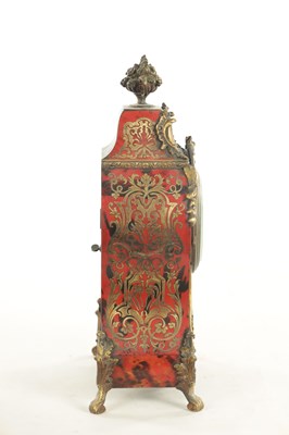 Lot 1121 - A 19TH CENTURY FRENCH ROCOCO BRASS MOUNTED AND INLAID RED TORTOISESHELL BOULLEWORK MANTEL CLOCK