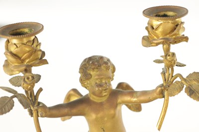 Lot 1051 - A 19TH CENTURY FRENCH ORMOLU AND MARBLE FIGURAL CLOCK GARNITURE