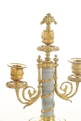 Lot 1058 - A 19TH CENTURY FRENCH MARBLE AND ORMOLU MOUNTED CLOCK GARNITURE