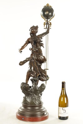 Lot 1005 - A LARGE LATE 19TH CENTURY FRENCH FIGURAL MYSTERY CLOCK