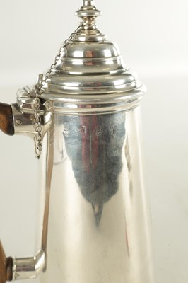 Lot 484 - A QUEEN ANNE SILVER CHOCOLATE POT