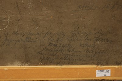 Lot 1007 - IN THE MANNER OF JACOB JORDAENS, A 19TH CENTURY STUDY OF THREE FIGURES AND A DOG
