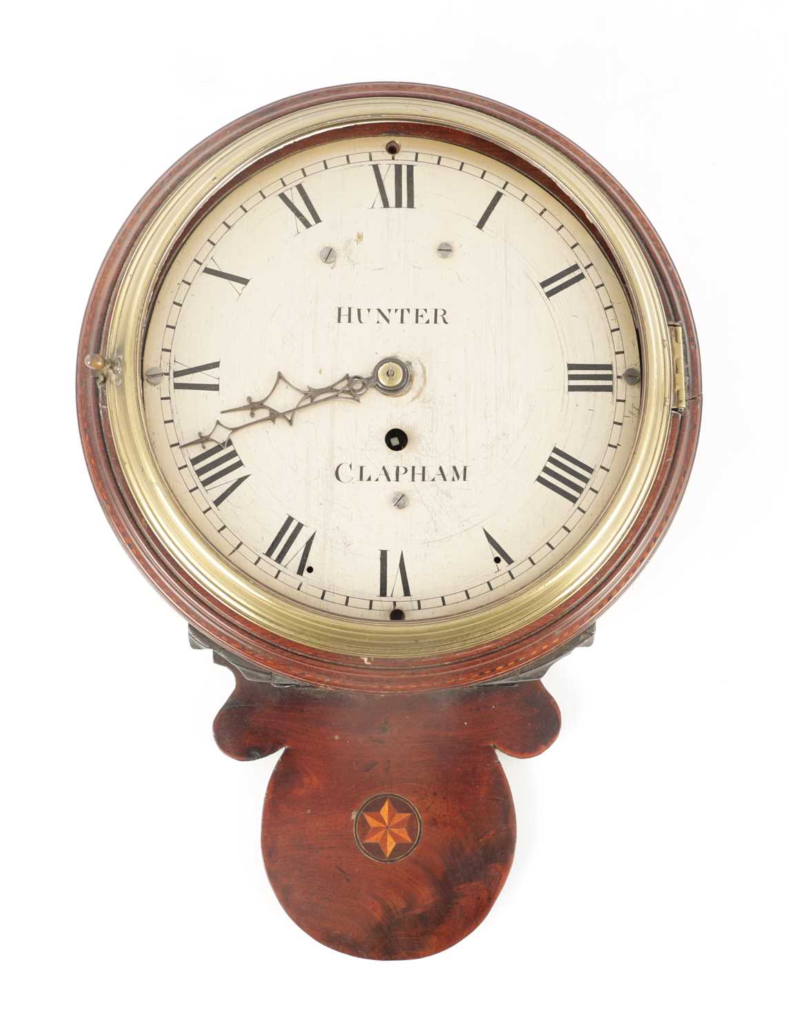 Lot 1539 - HUNTER, CLAPHAM (NORTH YORKSHIRE) A GEORGE III 9" DIAL SALTBOX FUSEE WALL CLOCK