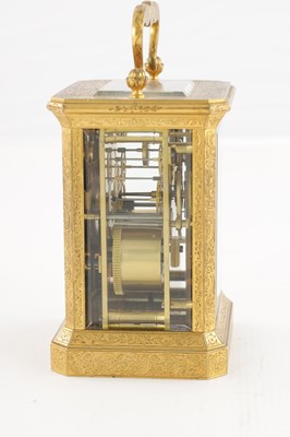 Lot 1470 - PAUL GARNIER, PARIS. A 19TH CENTURY FRENCH GILT ENGRAVED STRIKING CARRIAGE CLOCK