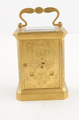 Lot 1470 - PAUL GARNIER, PARIS. A 19TH CENTURY FRENCH GILT ENGRAVED STRIKING CARRIAGE CLOCK