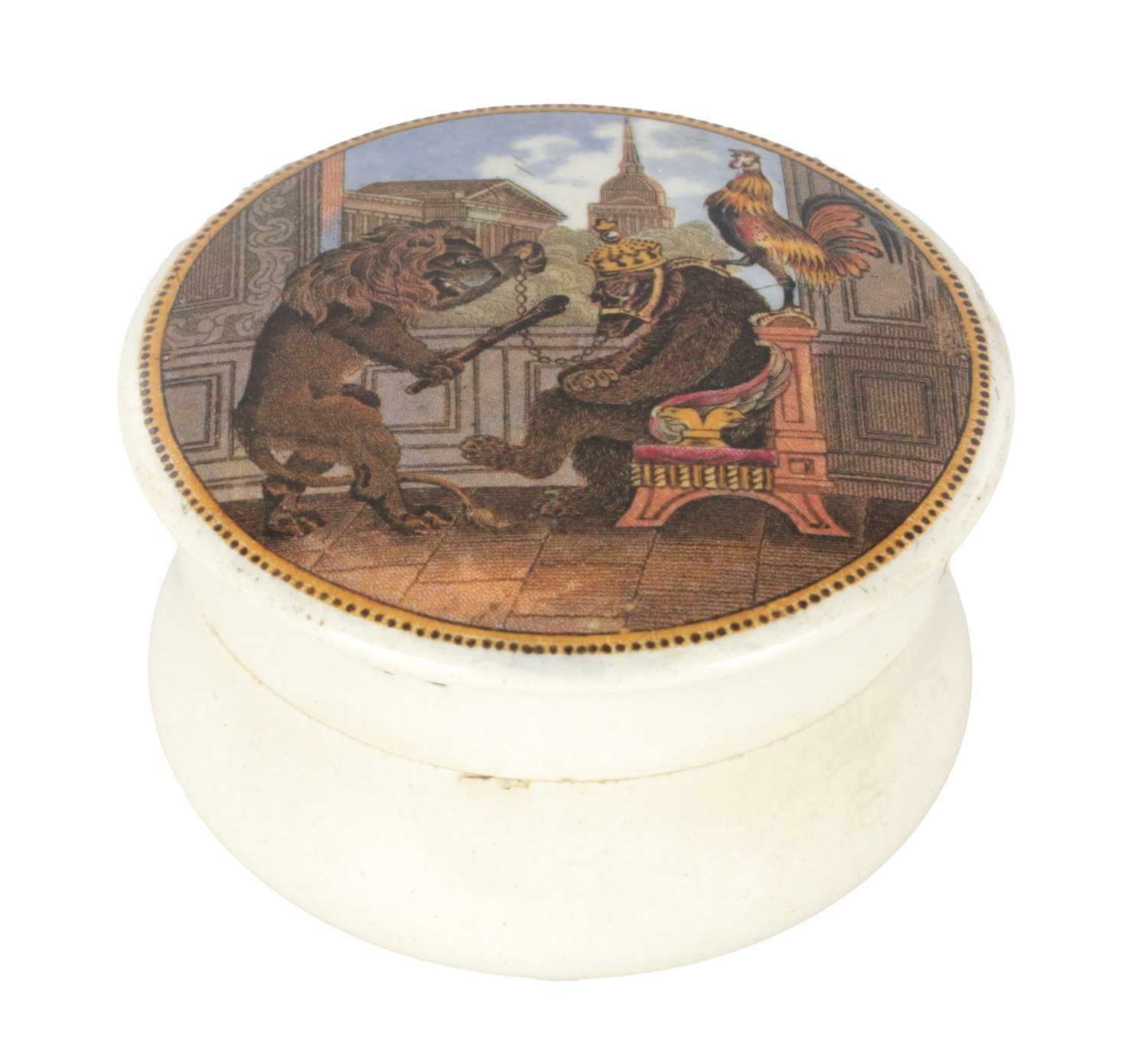 Lot 82 - A 19TH CENTURY PRATTWARE LIDDED POT
