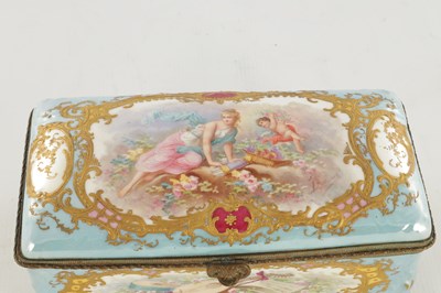 Lot 59 - A FINE 19TH CENTURY ORMOLU MOUNTED SEVRES PORCELAIN RECTANGULAR TABLE CASKET