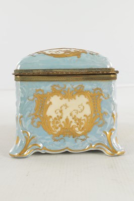 Lot 59 - A FINE 19TH CENTURY ORMOLU MOUNTED SEVRES PORCELAIN RECTANGULAR TABLE CASKET