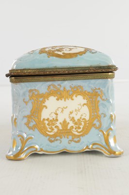 Lot 59 - A FINE 19TH CENTURY ORMOLU MOUNTED SEVRES PORCELAIN RECTANGULAR TABLE CASKET