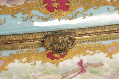 Lot 59 - A FINE 19TH CENTURY ORMOLU MOUNTED SEVRES PORCELAIN RECTANGULAR TABLE CASKET