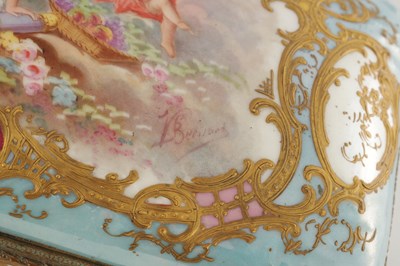 Lot 59 - A FINE 19TH CENTURY ORMOLU MOUNTED SEVRES PORCELAIN RECTANGULAR TABLE CASKET