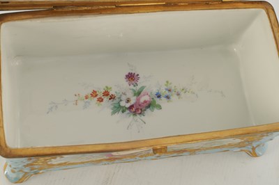 Lot 59 - A FINE 19TH CENTURY ORMOLU MOUNTED SEVRES PORCELAIN RECTANGULAR TABLE CASKET