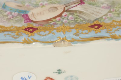Lot 59 - A FINE 19TH CENTURY ORMOLU MOUNTED SEVRES PORCELAIN RECTANGULAR TABLE CASKET