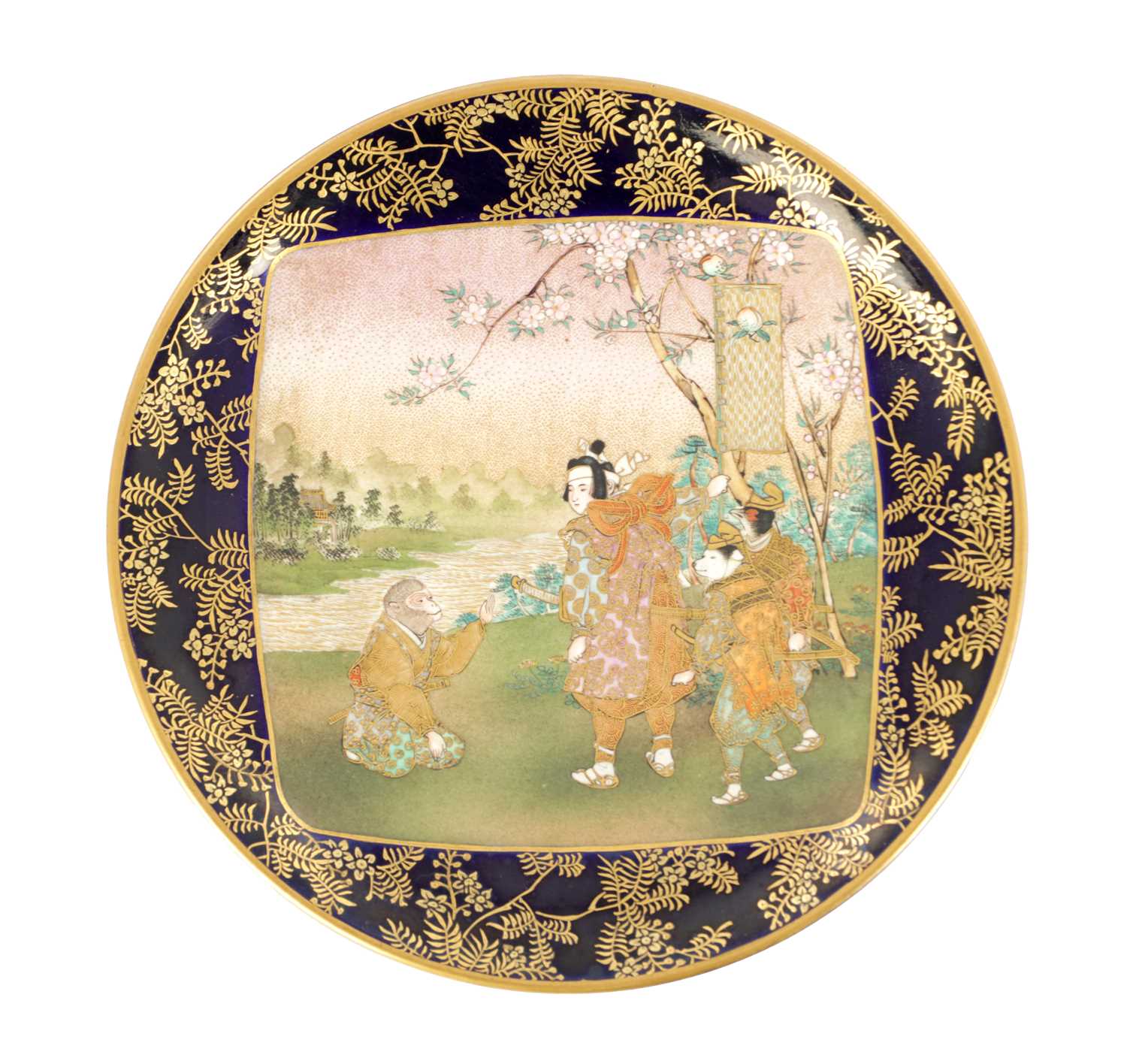 Lot 127 - A JAPANESE MEIJI PERIOD SATSUMA PORCELAIN PLATE