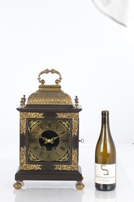 Lot 939 - A LATE 19TH CENTURY FRENCH EBONISED AND ORMOLU MOUNTED BRACKET CLOCK