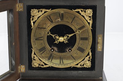 Lot 939 - A LATE 19TH CENTURY FRENCH EBONISED AND ORMOLU MOUNTED BRACKET CLOCK